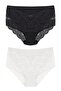 2-Piece Large Size Cotton Bato Women's Panties with Lace Front and Back