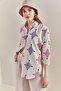 Women's Fuchsia Patterned Oversize Shirt 40501007 - 2