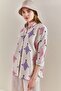 Women's Fuchsia Patterned Oversize Shirt 40501007 - 5