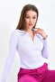 Women's Zippered Polo Neck Knitwear - 5