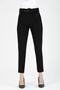 Women's Black Pocket Carrot Cut Belted Fabric Trousers - 3