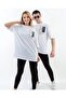 Plus Size Signature And Flower Printed Oversize Cotton Unisex T-shirt - 3