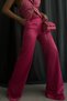 Women's Fuchsia Satin Tube Leg Trousers 23s01013 - 2