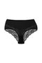 Black Cotton High Waist Lace Detailed Plus Size Women's Panties - 2