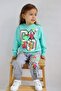 Girl's 2 Thread Go Print Pattern Basic Tracksuit Set 3-10 Years - 2
