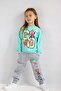 Girl's 2 Thread Go Print Pattern Basic Tracksuit Set 3-10 Years - 3
