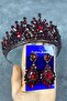 Burgundy Adela Shiny Stone Henna Bridal Tiara and Earring Set with Shuttle – Wedding & Henna & Wedding, Stylish Design - 8