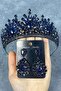 Navy Blue Adela Shiny Stone Henna Bridal Tiara and Drop Stone Earring Set – Magnet, Gift, Ornamental Accessories - 6