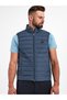 Men's Stand Collar Insulated Zippered Blue Vest with Brand Logo - 2