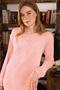Women's Lace Long Sleeve Cotton Fabric Nightgown Powder Color (115 cm Length)