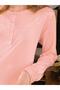 Women's Lace Long Sleeve Cotton Fabric Nightgown Powder Color (115 cm Length) - 5