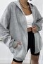 Unisex Gray Zippered Sweat Hooded Cardigan