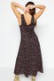 Black Floral Print V-neck Double-breasted Woven Dress TWOSS23EL01753 - 4