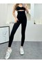 Women's Black Diving Fabric Ultra High Waist Firming Lycra Tights - 3