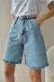 Women's Light Blue High Waist Wide Leg Bermuda Denim Shorts ALC-X8174 - 2