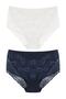 2-Piece Large Size Cotton Bato Women's Panties with Lace Front and Back