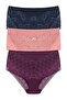 3-Piece Large Size Cotton Bato Women's Panties with Lace Front and Back