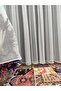 Greek Floor 1-2.5 Normal Off-White Tulle Curtain with Pleated Skirts and Belts - 3