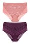 2-Piece Large Size Cotton Bato Women's Panties with Lace Front and Back