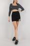 Elastic Waist Slit Detailed Black Mini Skirt 222642