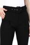 Women's Black Pocket Carrot Cut Belted Fabric Trousers - 6