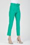 Women's Green Pocket Carrot Cut Belted Fabric Trousers - 4