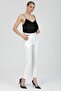 Women's Ecru Pocket Carrot Cut Belted Fabric Trousers - 5