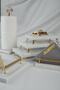Marble Dowry Set of 4 Gold Napkin Holder & Presentation Holder & Roll Napkin Holder & Tray, Metal Profile Leg - 4