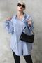 Blue Striped Oversize Women's Shirt Mg1688 - 5