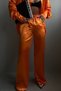 Women's Raised Waist Loose Leg Pocket Detailed Lace-up Orange Trousers 9139 - 3