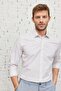 Men's White-beige Slim Fit Narrow Cut Classic Collar 100% Cotton Checked Shirt - 4