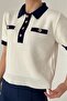 Women's Short-Sleeve Polo Collar Button-Front Knitwear - 3
