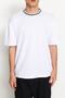 Basic Beyaz Relaxed/Rahat Kesim Triko Bant Dokulu Pike T-Shirt TMNSS23TS00079 - 4