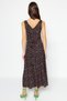 Black Floral Print V-neck Double-breasted Woven Dress TWOSS23EL01753 - 6