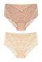 2-Piece Large Size Cotton Bato Women's Panties with Lace Front and Back