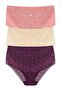 3-Piece Large Size Cotton Bato Women's Panties with Lace Front and Back