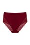Burgundy Front and Back Lace Plus Size Cotton Bato Women's Panties - 2
