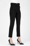 Women's Black Pocket Carrot Cut Belted Fabric Trousers - 4
