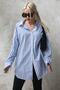 Blue Striped Oversize Women's Shirt Mg1688
