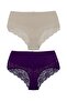 2-Piece Cotton High Waist Lace Detailed Plus Size Women's Panties