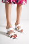 White Women's Thick Banded Transparent Heeled Sandals Slippers Wsb0424 - 4