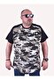 Plus Size Shoulder Line Camouflage Men's T-Shirt 23147 Khaki