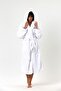 100% Cotton Hooded Towel Curl Adult Bathrobe White