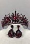 Burgundy Adela Shiny Stone Henna Bridal Crown and Drop Stone Earring Set – Magnet, Gift, Ornamental Accessory - 5