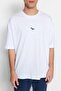 Beyaz Oversize/Geniş Kesim Kısa Kol Dinozor Nakışlı %100 Pamuklu T-Shirt TMNSS23TS00243 - 5