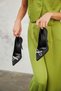 Frilly Stoned Ribbon Detailed Black Satin 10 cm Women's Stiletto, Heeled Shoes - 4