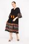 Women's Black Plus Size Sleeve and Skirt Patterned Tassel Detailed Dress 65n35844