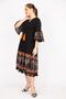 Women's Black Plus Size Sleeve and Skirt Patterned Tassel Detailed Dress 65n35844 - 2
