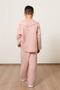 Muslin Unisex Buttoned V-Neck Children's Pink Sweater - 3