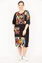 Women's Black Plus Size Dress with Digital Printing and Ornamental Zipper Detail 65n35841 - 4